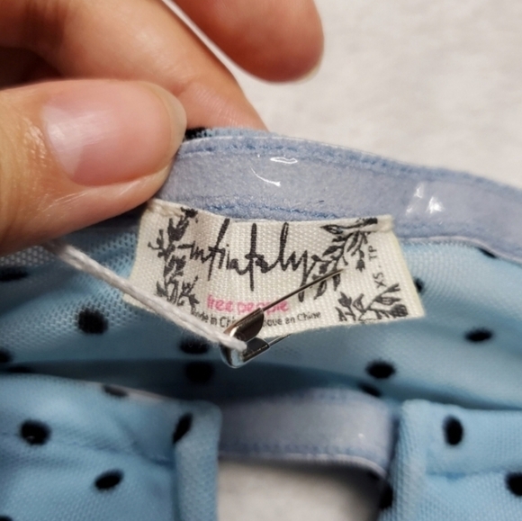 Free People Intimately Sierra Blue & Black Polka Dot Print Mesh Bandeau Bralette - Picture 9 of 9